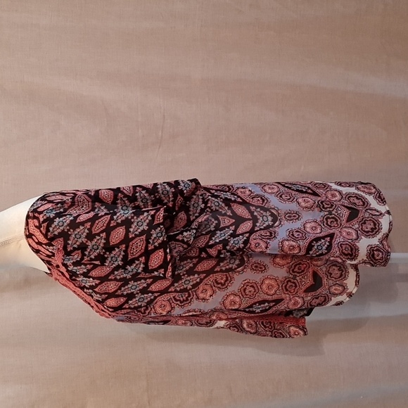 KNOX ROSE L, lovely Boho top emblished front Lightweight, NWOT, see-through rose - Picture 3 of 5